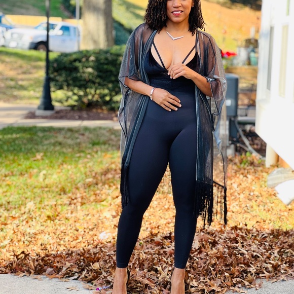 Silver Metallic Fringe Kimono - Picture 1 of 3